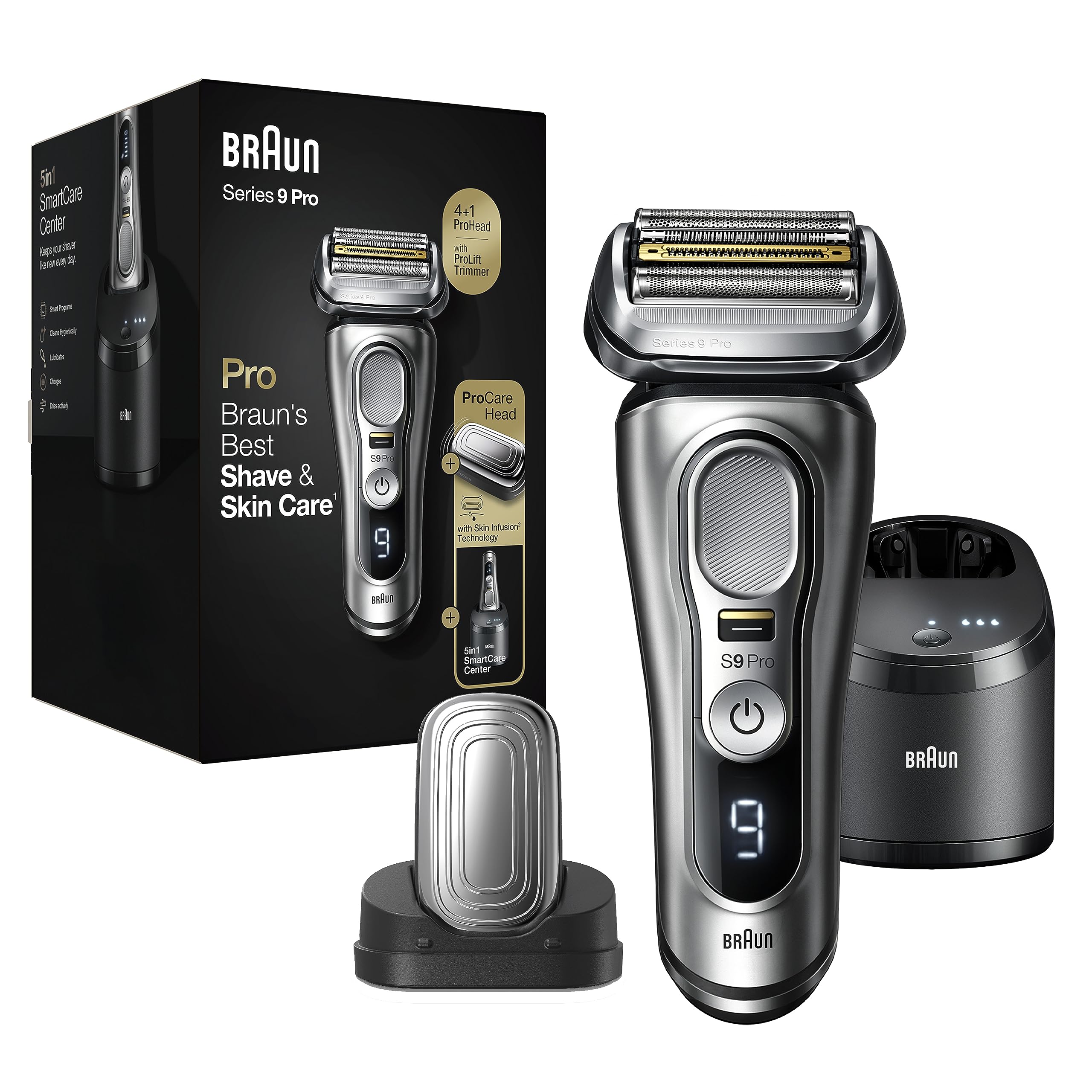 Braun Series 9 Pro 9487cc Electric Razor for Men, Wet & Dry, Electric Razor, Rechargeable, Electric Shaver with Clean & Charge Station and ProCare Attachment 9487cc Shaver,  Only $299.8