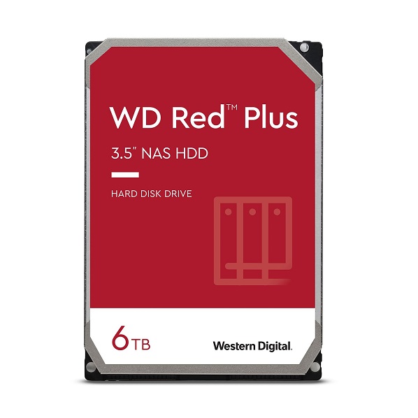 Western Digital 6TB WD Red Plus NAS Internal Hard Drive HDD - 5400 RPM, SATA 6 Gb/s, CMR, 256 MB Cache, 3.5