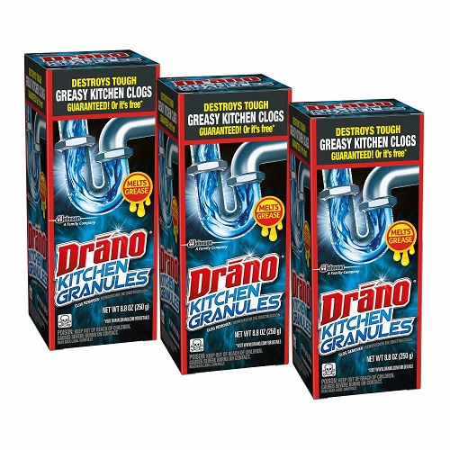 Drano Kitchen Granules Drain Clog Remover and Cleaner, Unclogs blockage from Grease or Cooking Oil, 8.8 oz (Pack of 3), List Price is $13.86, Now Only $7.68