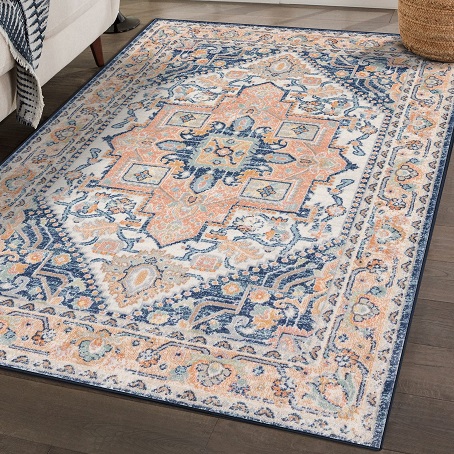 ​LUXE WEAVERS Kingsbury Oriental Navy 8x10 Area Rug 7910 8x10 Navy, List Price is $170, Now Only $106.21, You Save $63.79