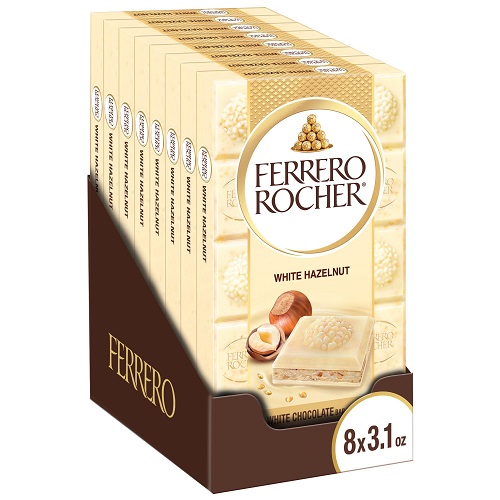 闪购！Ferrero Rocher 费列罗 榛子、白巧克力块，3.1 oz/块，共8块，现仅售$13.94 。