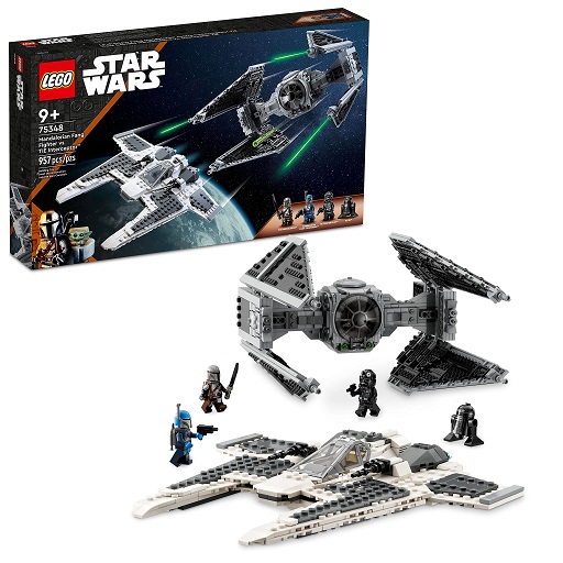 LEGO Star Wars Mandalorian Fang Fighter vs. TIE Interceptor 75348 Building Toy Set, Perfect Star Wars Gift for Fans Aged 9 and Up; with 3 Characters Including The Mandalorian Only $79.99