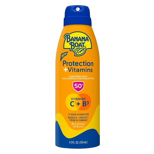 Banana Boat Protection + Vitamins Sunscreen Spray SPF 50 | Moisturizing with Vitamin C & Niacinamide Sunscreen, B3 4.5 oz.,   Only $8.50