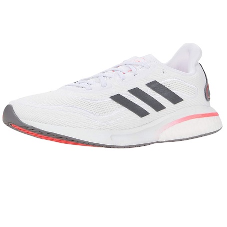adidas mens Supernova Running Shoe, White/Grey/Signal Pink, 9 US, Now Only $34.28