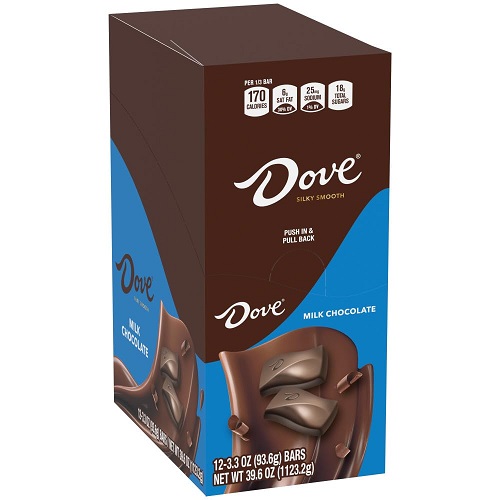 DOVE Candy Milk Chocolate Bars, 3.30 oz Bars (Pack of 12) Milk Chocolate 3.3 Ounce (Pack of 12),  Only $22.69