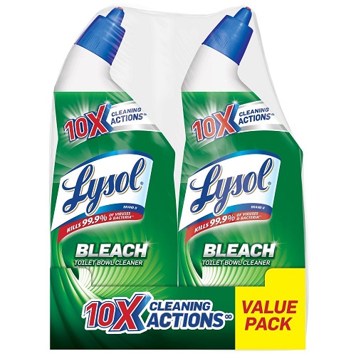 Lysol Toilet Bowl Cleaner W. Bleach, 48oz (2x24oz), 10X Cleaning Power, List Price is $5.49, Now Only $3.44