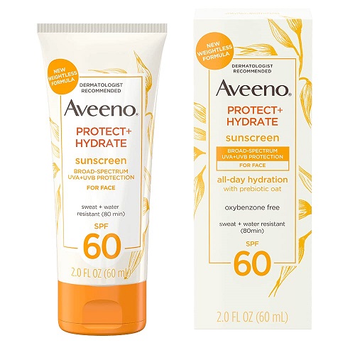 Aveeno Protect + Hydrate Moisturizing Face Sunscreen Lotion With Broad Spectrum Spf 60 & Prebiotic Oat, Weightless & Refreshing Feel, Paraben-free, Oil-free, Oxybenzone-free, 2.0 ouncesOnly $7.58