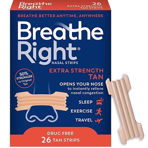 史低价！Breathe Right Nasal Strips 鼻舒乐鼻塞通气/打鼾治疗贴/止鼾贴，26片 加强型，原价$13.99，现点击两个coupon后仅售$7.34，免运费！