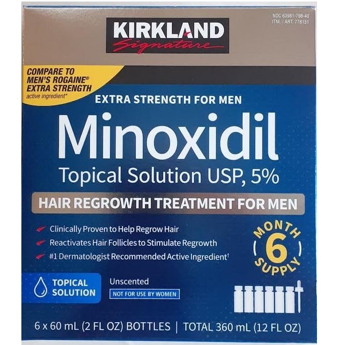 Kirkland柯克兰5%Minoxidil 米诺地尔特强男士生发剂，6个月剂量，现仅售$27.95，免运费！