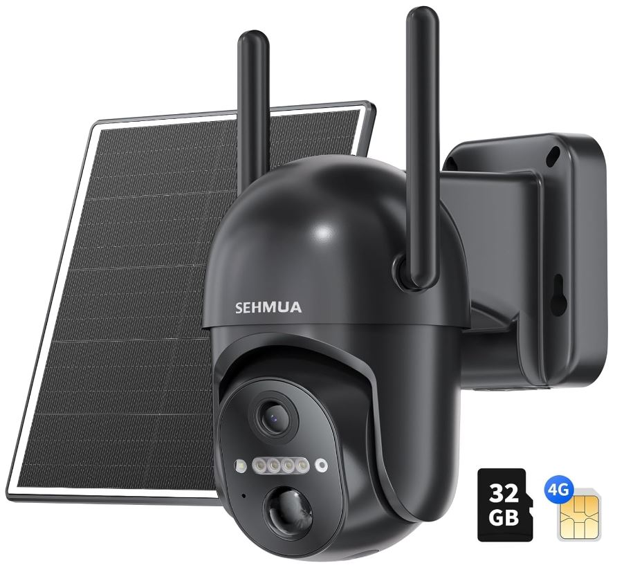 实用好物，相当白菜！SEHMUA 4G LTE 太阳能无线安全摄像头，360° 视角，2K 彩色夜视，PIR 运动传感器，含 32G SD 和 SIM 卡，现仅售$69.98