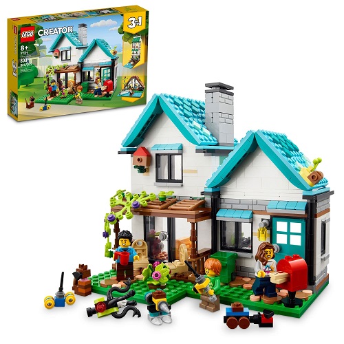 LEGO Creator 3 in 1 Cozy House Building Kit, Rebuild into 3 Different Houses, Includes Family Minifigures and Accessories, DIY Building Toy Ideas 31139,  Only $47.99