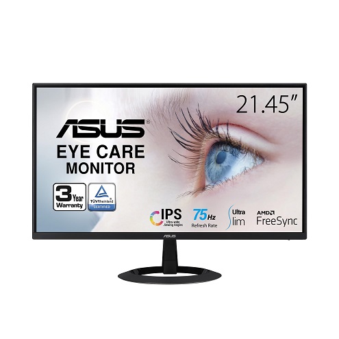 ASUS 22” (21.45” viewable) 1080P Eye Care Monitor (VZ22EHE) - Full HD, IPS, 75Hz, 1ms (MPRT), Adaptive-Sync, HDMI, Low Blue Light, Flicker Free, HDMI, VGA,  Only $69