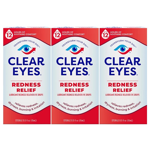 Clear Eyes Redness Eye Relief Eye Drops, 0.5 Fl Oz, Pack of 3 0.5 Fl Oz (Pack of 3) Redness Relief, List Price is $9.72, Now Only $6.29