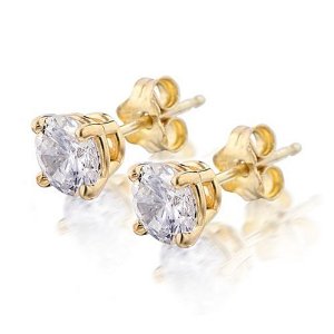 10k Yellow Gold/White Gold Round Diamond Stud Earrings $ 44.99