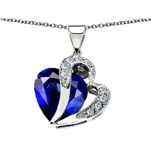 10.30 cttw 925 Sterling Silver 14K Gold Plated Created Heart Shape Sapphire Pendant  $139.99  