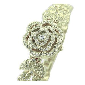 Ladies 18K Plated BLING Rose Bracelet Crystal Watch Made with SWAROVSKI Elements  $35.80