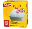 Glad Tall Kitchen Bags, White, 13-Gallons, 100-Count $9.99