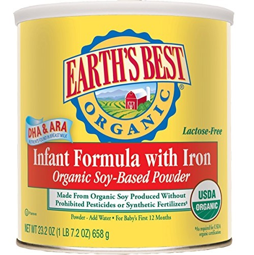 白菜！速搶！Earth's Best 嬰兒配方有機大豆奶粉(富含鐵、DHA及ARA)23.2盎司罐裝，現點擊coupon后僅售$12.19，免運費
