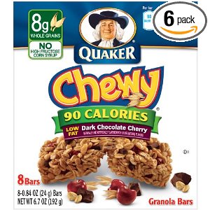 Quaker Dark Chocolate Cherry Chewy Granola Bars 90 Calories, 8 Bars per Pack (Pack of 6) $14.62