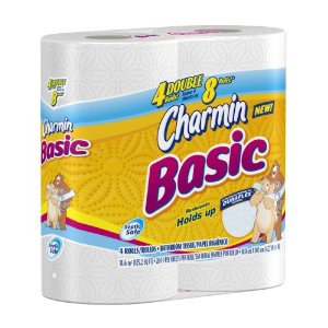 Charmin Basic Toilet Paper, 4 Double Rolls (Pack of 10) $20.74