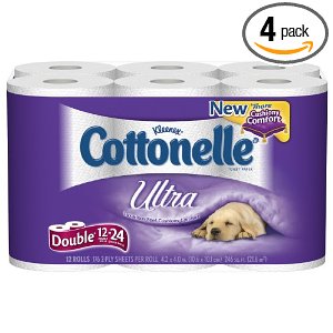 Cottonelle Ultra Toilet Paper Double Roll, White 176, 12 Pack (Pack of 4) $27.10