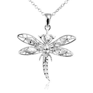 Sterling Silver Cubic Zirconia Dragonfly Pendant $18.00