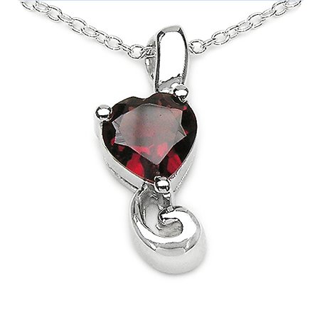 7mm 1.30 CT Garnet Heart Pendant In Sterling Silver with 18-inch Chain $19.99