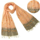 Dahlia 100% Cotton Embroidered Polka Dots Tassels Ends Long Scarf $25.45(50%off)