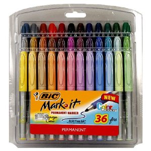 BIC Mark-It Color Collection Permanent Marker, Fine Point, Assorted Colors, 36 Markers  $8.49