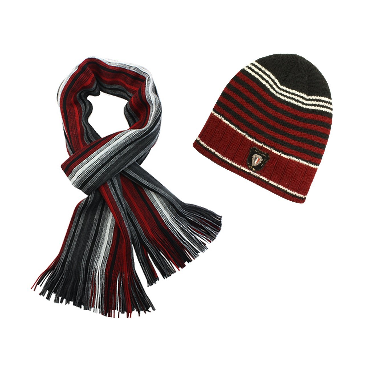 Dahlia 100% Acrylic Men's Fashion Classic Colorful Stripes Cap Hat Scarf Set - Various Colors $24.95