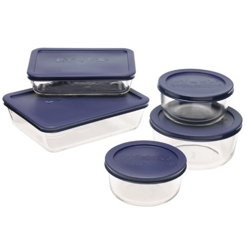 Pyrex Simply Store 10-Piece Glass Food Storage Set with Blue Lids, only $13.14