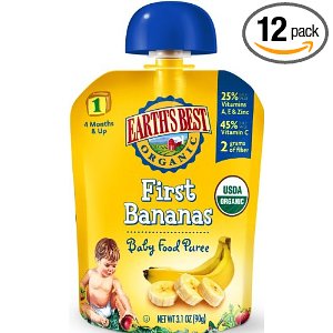 Earth's Best寶寶1階段香蕉袋裝果泥 3.1盎司/袋 12袋  $10.75