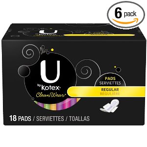  U by Kotex CleanWear超薄衛生巾 18個/包 6包裝  $20.46