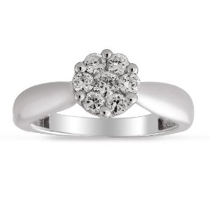Women's 14k White Gold Engagement Ring (1/4 cttw I-J Color, I1-I2 Clarity), Size 6 $297.34