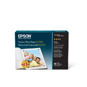 Epson High-Gloss Premium Borderless Photo Paper, 4 x 6 Inches, 100 Sheets per Pack (S041727) $8.49