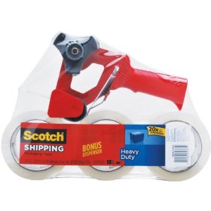 Scotch Heavy Duty Shipping Packaging Tape, 1.88 Inches x 54.6 Yards, 3 Rolls of Tape with Free SB-200 Dispenser (3850-3-FPD) $10.99