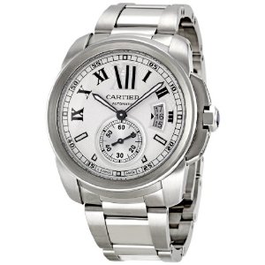 Cartier Men's W7100015 Calibre de Cartier Silver Opaline Dial Watch  $6,112.99