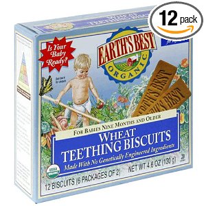 Earth's Best Organic Teething Biscuits, Wheat, 4.6-Ounce Boxes (Pack of 12)    $24.99