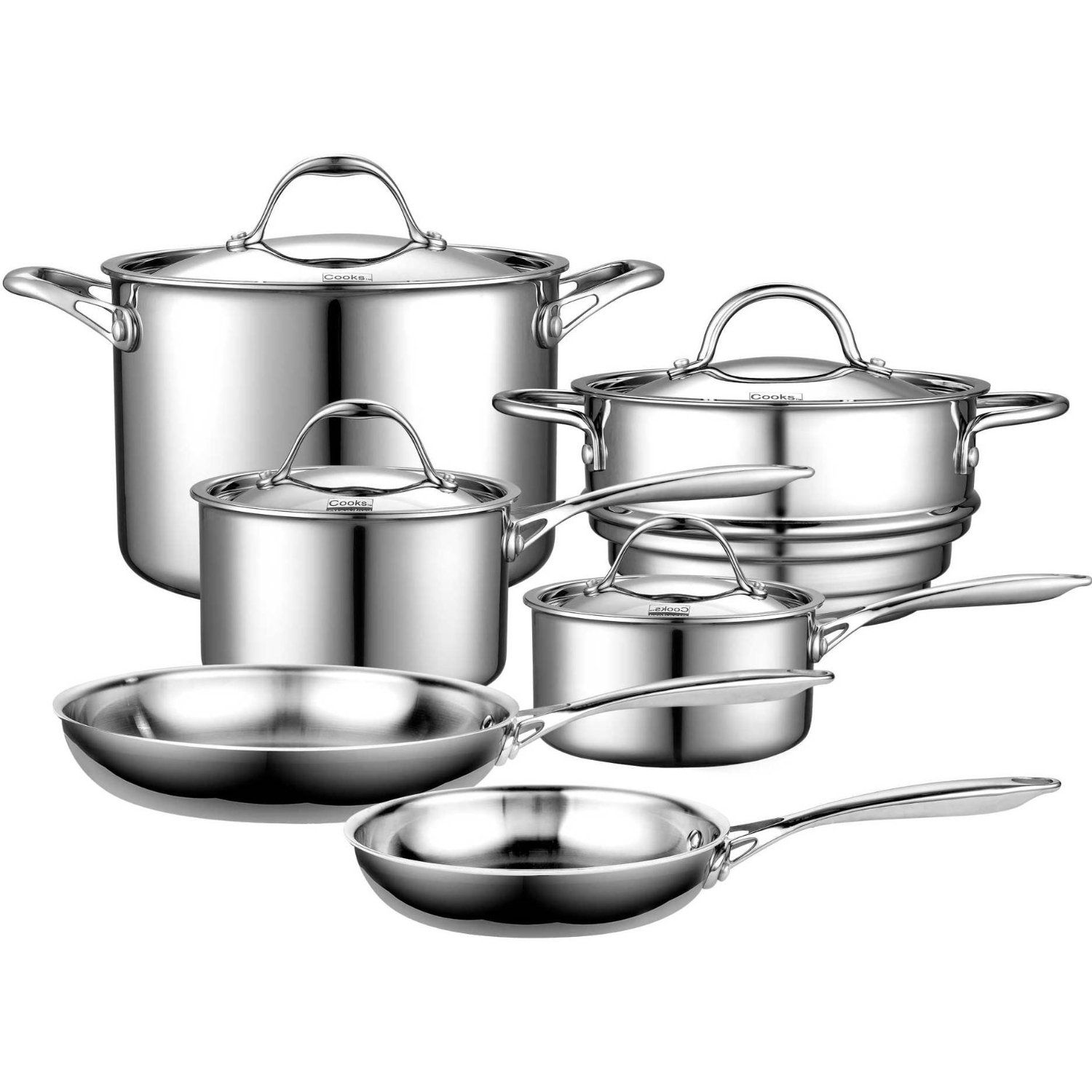 Cooks Standard Multi-Ply Clad Stainless-Steel 10-Piece Cookware Set $129.99 FREE Shipping