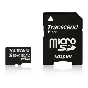 Transcend 32GB microSDHC快閃記憶體卡 $19.99