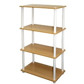 Furinno 4 Tier Display Rack Bookcase Bookshelves Storage Cabinet, Beech and White, 99557BE $16.99