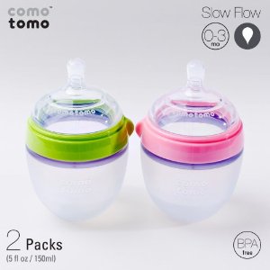 妈妈的感觉！Comotomo Natural Feel 奶瓶双包装 (粉色/绿色) $20.00免运费