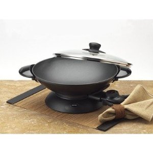 Aroma Housewares AEW-306 5-Quart Electric Wok with Tempered Glass Lid, Cast Aluminum Nonstick Skillet with Precision Temperature Control, Cooking Chopsticks, Tempura and Steaming Racks, Only $34.90