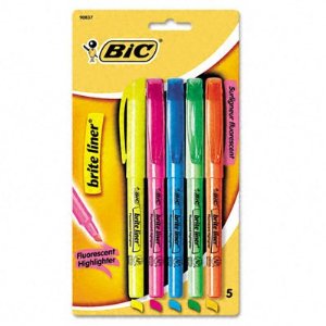 BIC Brite Liner 彩色記號筆（5支裝）$1.97