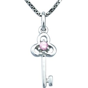 Sterling Silver Pink Cubic Zirconia Clover Key Pendant $11.99 