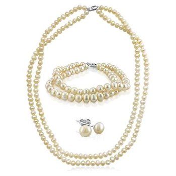 3 Piece Pearl Set Earrings,Necklace and Bracelet  $19.99