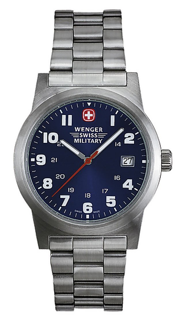 Wenger Swiss Military Mens 72908 Classic Field Blue Dial Steel Bracelet Military Watch $63.87