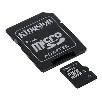 Kingston 16GB microSDHC Flash Memory Card with SD Adapter $8.95