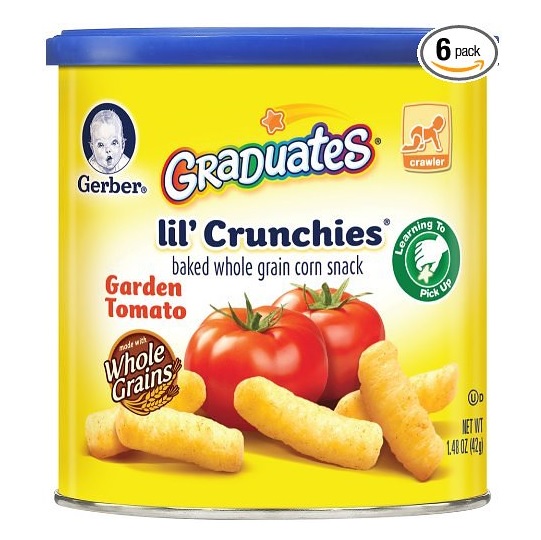 Gerber Graduates Lil' Crunchies, Garden Tomato, 1.48-Ounce Canisters (Pack of 6), only $9.51, free shipping