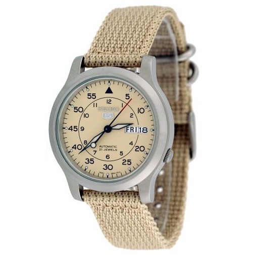 Seiko Men's SNK803 Seiko 5 Automatic Watch with Beige Canvas Strap, only $36.00, free shipping